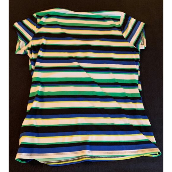Worthington Womens Multicolor Striped Short Sleeve Top Size Large Polyester - Picture 7 of 8